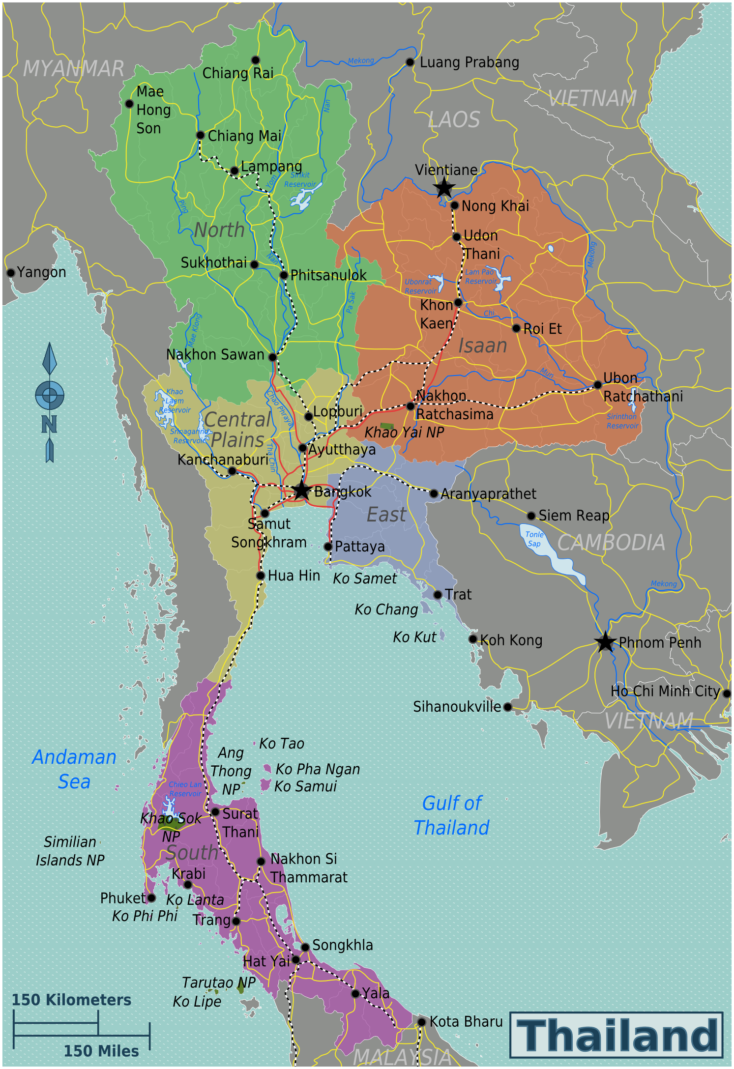 Karte Thailand Karte Regionen Thailand